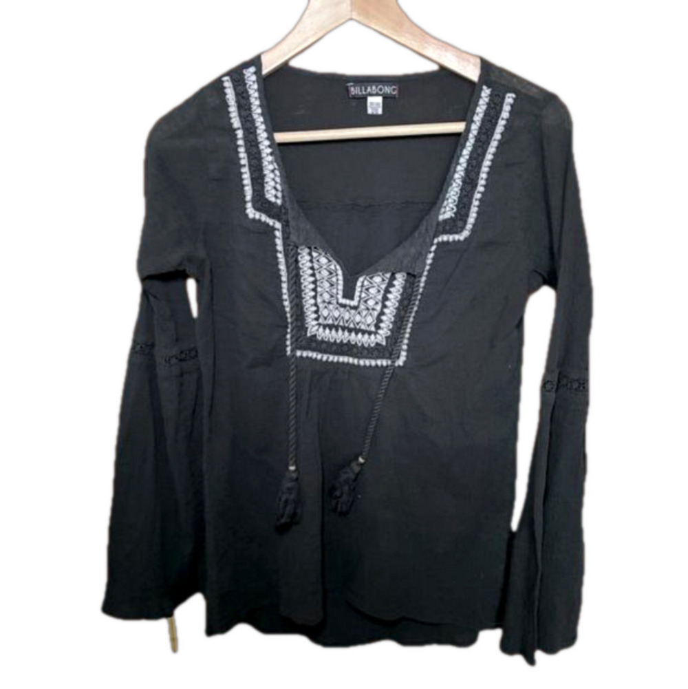 Billabong Women’s Green Gauze Boho Top - size medium​ - Picture 1 of 3